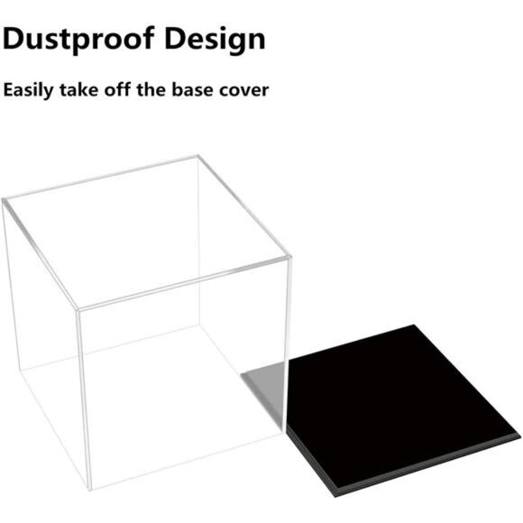 Fully Acrylic Display Case with Black Base 4x4x4 in, Clear Square Acrylic Box - Picture 5 of 7
